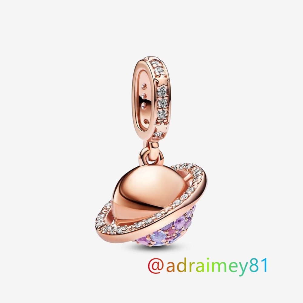 New Pandora Planet Saturn Sparkling Dangle Charm